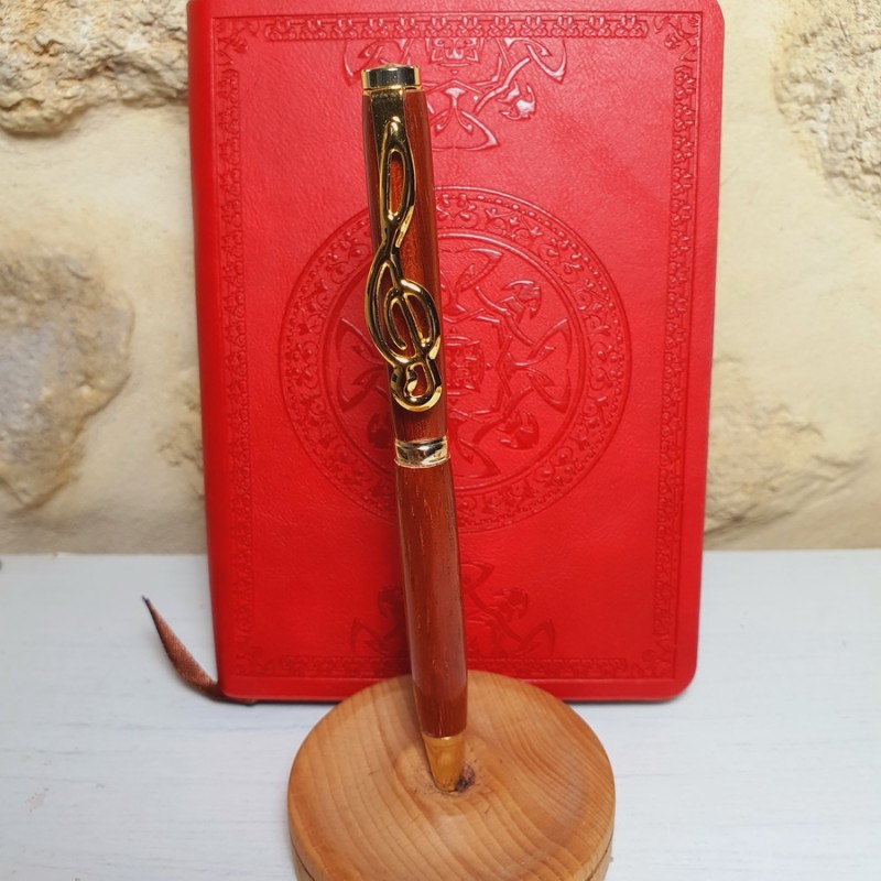 Stylo pour musicien en bois de rose et monture or