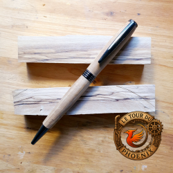 Stylo artisanal en bois d'oliver sur  monture gun métal - Tour du Phoenix