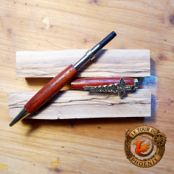 Stylo médical en bois de Cocobolo avec clip caducée doré sur le site Tour du Phoenix.fr