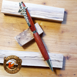 Stylo médical en bois de Cocobolo avec clip caducée doré sur le site Tour du Phoenix.fr