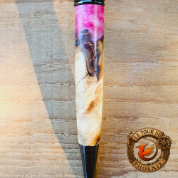 Stylo artisanal Pink Lady – Bois & résine rose – Élégance unique